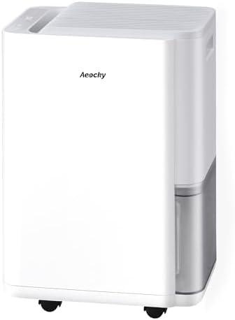 AEOCKY 2500 Sq.Ft Compressor Dehumidifier, Max 50 Pint/D Dehumidifier with Drain Hose for Basement, Home, Bathroom, Bedroom, Intelligent Humidistat, Quiet, 0.5 Gallon Water Tank Capacity