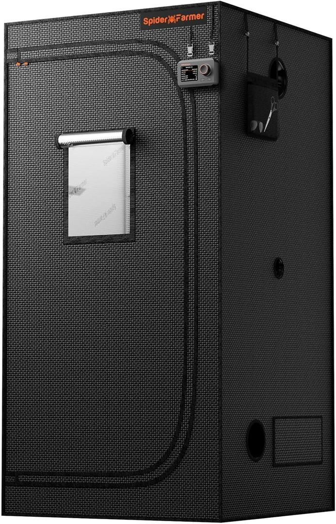 Spider Farmer 3x3 Grow Tent, 36"x36"x72", with Hook for Controller, Enlarged View Window, 1680D Thicken Mylar Canvas, Removable Floor Tray for Indoor Hydroponic Growing for SF2000Pro, SE3000, G3000