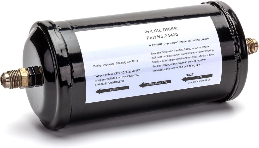 34430 A/C Recycling Filter Drier fit for Robinair refrigerant recovery, recycle, recharge stations Replacement for 34700 (1997), 17700A, 34450, AC375, AC375A, AC375C, 34134Z
