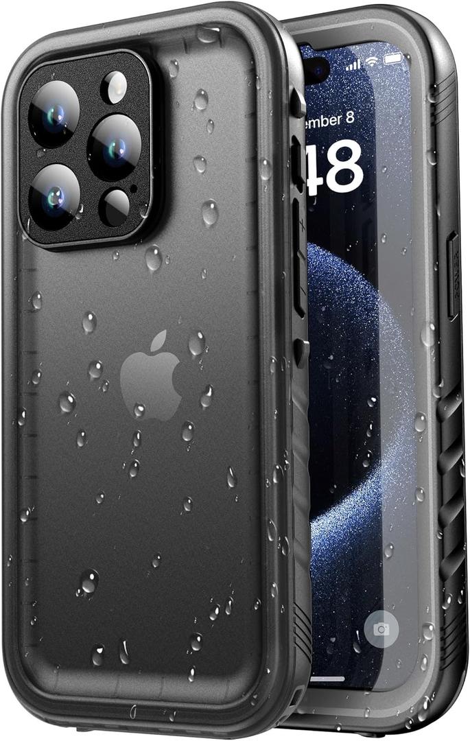 SPORTLINK for iPhone 15 Pro Max Case, IP68 Waterproof Military Protective Full Body Heavy Duty Shockproof 360 Sealed Dustproof with Camera Screen Protector Cover for i Phone 15 Pro Max 6.7" Black