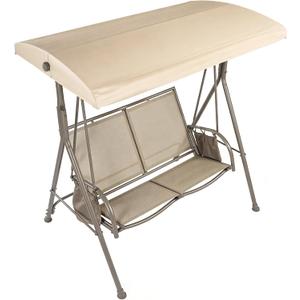 2 Person Swing Replacement Top Cover, Waterproof Anti-UV Canopy Compatible with Garden Treasures Outdoor Garden Swing, Light Beige