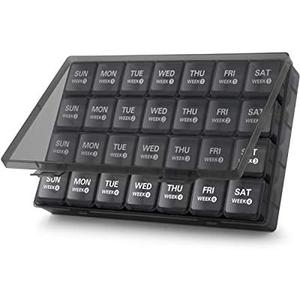 TookMag Monthly Pill Organizer 28 Day Pill Box, Large Medicine Pill Organizer 4 Weeks, One Month Pill Box Pill Case Travel Pill Organizer with Dust-Proof Container for Pills/Vitamin/Supplements