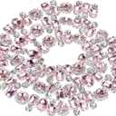 Uxcell Rhinestone Claw Chain, 1 Yard 2.2cm Width Flower Diamond Crystal Code Trim Chains for DIY Necklace Ribbon Cloth Accessories, Silver+Pink