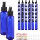 36 Pack Blue Small Spray Bottles 4 oz/120 ml Plastic Spray Bottles, Fine Mist Empty Small Travel Spray Bottle, Refillable Mini Sprayer Empty Bottle Bulk with 10 Funnels and 10 Labels