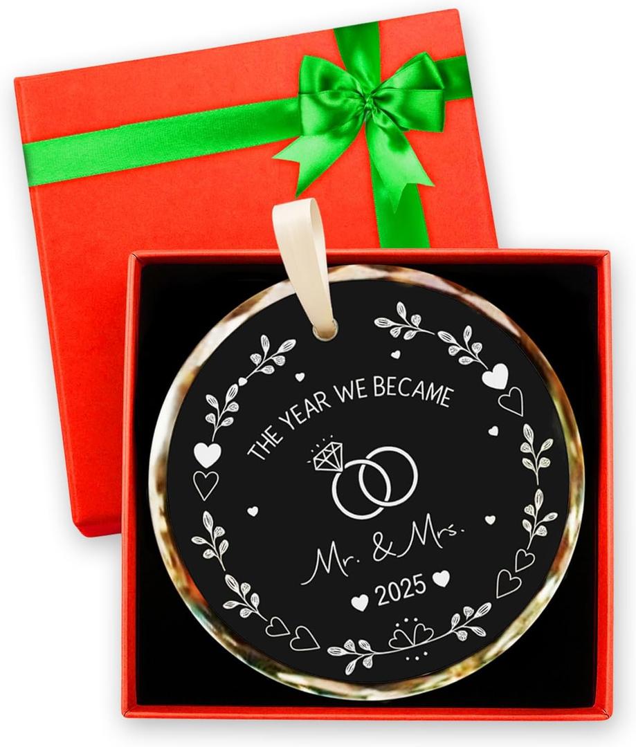 Wedding Gifts - Mr and Mrs Gifts - Marriage Engagement Gift Ideas for Couples, Future Mr and Mrs Gift Ideas-Her Just Married Ornaments - Just Married Decorations Bridal Shower Ornaments