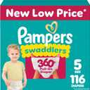 Pampers Diapers - Swaddlers 360 - Size 5, 116 Count, for up to 100% Leakproof Premium Skin Protection