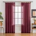 Pinch Pleated Sheer Curtains 84 Inch Length 2 Panels Set, Winery Semi Voile Sheer Curtains for Bedroom Living Room Pinch Pleated Soft Touch Light Filtering Drapes(Winery, 42 W x 84 L, 2 Panels)