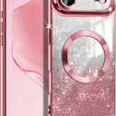 Casetego for iPhone Air Case/iPhone 17 Air Case,Compatible with MagSafe,Clear Magnetic Glitter Sparkle Luxury Plated Soft TPU Bumper Full Camera Lens Protector for Apple iPhone 17 Air,All Rose Gold