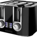 BLACK+DECKER 4-Slice Toaster, 7 Toast Shades, Removable Crumb Tray, Illuminated Bagel, Frozen and Cancel Functions