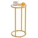 Easy Paws C Table Side End Table, Small Round Couch Sofa Tray Snack Table for Living Room, Bedroom, Accent Coffee Table, TV Tray Table for Small Space, Nightstand with Metal Frame(Gold)