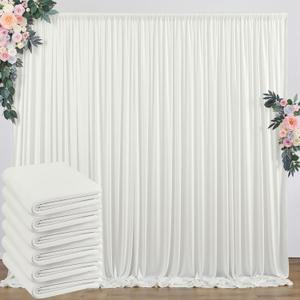30 ft x 10 ft Wrinkle Free Ivory Backdrop Curtain for Wedding Parties, Polyester Ivory Photo Backdrop Drapes 6 Panels 5x10ft for Baby Shower Photoshoot Engagement Birthday Party Photography Background