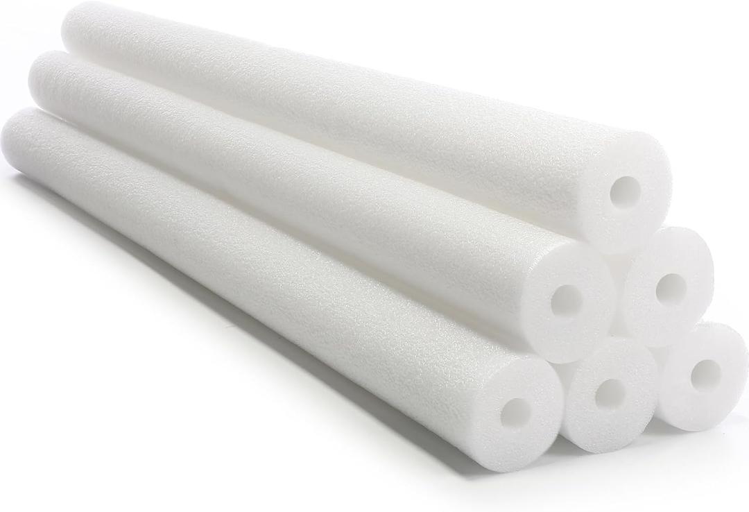Hollowfly 6 Pack Jumbo Pool Noodles Swimming Floating Foam Tube Extra Large Hollow Bright Swimming Pool Noodles Bulk Heavy Duty for Adults(White,55 x 3.5 Inch)