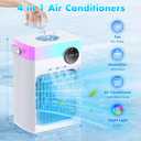 Portable Air Conditioners, Mini Portable AC Unit for Bedroom, 1200ML Small Cooling Fan with Remote, 3 Mist, 3 Speed, 8 Light, 2-8H Timer Personal Cooler Fans for Office Camping Car Desk(Pure White)