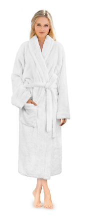 Pavilia White Robe for Women, Size: S/M 