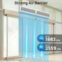 TURBRO 60 in Air Curtain for Doors with Magnetic Door Switch, Wall-Mounted Fan with Remote Control, 2 Speeds, 1883 CFM, 2559 FPM, for Residential and Light Commercial Use, 120V
