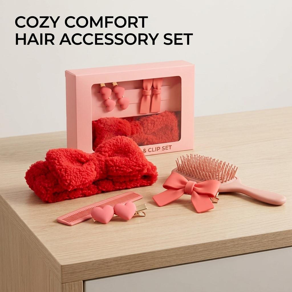 3 x Orbit Headband And Clip Set, Red