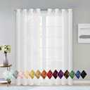 Sheer Window Curtains 2 Panels 54" W x 84" L (108" W) Extra Wide Linen Curtains & Drapes for Living Room, Bedroom, Farmhouse Curtains, Boho Decor, Light Filtering Window Treatments with Grommets