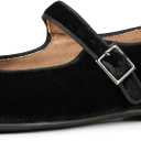 Amazon Essentials Womens Mary Jane Ballet Flat (9, Black Velvet)