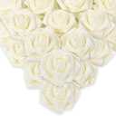 IPOPU Glitter Roses,50pcs Glitter Flowers Foam Rose with Stem for DIY Wedding Bridal Bouquet Home Party Christmas Decoration(Ivory)