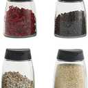 Glass Spice Jars, Double Lids Seasoning Shakers Glass Bottles Spice Shakers Sifter Barbecue Salt & Pepper Shaker Container (4PCS