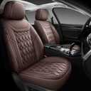 Car Seat Covers Full Set, Leather Seat Covers for Cars, Car Seat Protector Waterproof, Non-Slip, Easy Installation,2Seaters,Full Set, Brown (Front Pair)