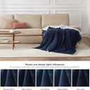 Bedsure GentleSoft Sherpa Fleece Throw Blanket for Couch, Non-Heated, Thick and Warm Throw for Women and Men, Soft Fuzzy Plush Weight Blanket for Winter, Navy, 50x60 Inches