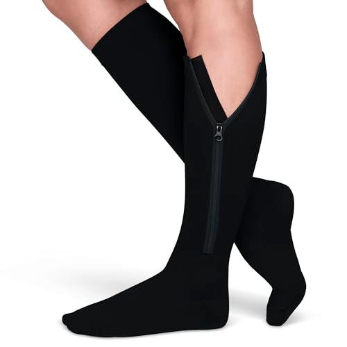 TheraMagic™ Zipper Compression Socks for Men & Women, 20-30mmHg Closed Toe Graduated Zippered Compression Stocking, 4XL