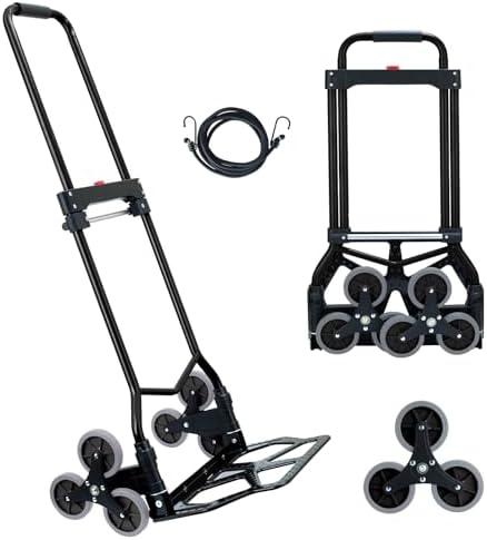 SOUTHHELP Stair Climbing Dolly Hand Truck 330 LB Capacity, Stair Climber Hand Trucks Foldable with Scalable Handle, Portable Hand Truck Dolly Cart for Stairs, Moving (Black)