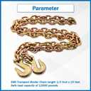 1/2 Inch x 10 Feet Transport Binder Chain G80 Safey Tow Chain with Grab Hooks 12000 Lbs Safe Work Load for Transporting Towing Tie Down Binding Equipment, 1/2" x 10'-Yellow
