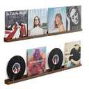 Heimera Vinyl Record Shelf Wall Mount 24 inch, Pack of 4 Album Record Holder Display, Wood Floating Shelves for Wall Decor, Album Shelves, Kids Bookshelf, Magazine Rack, Walnut