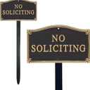 SmartSign Metal No Soliciting Sign for Yard, No Soliciting Garden Plaque | 5.75" x 9.5" Aluminum Plaque with 18" Black Stake, Made in USA