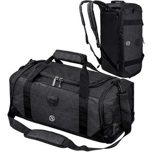 Gym Duffle Bag Backpack Waterproof Sports Duffel Bags Travel Weekender Bag for Men Women Overnight Bag with Shoes Compartment Black-Perfect Fathers Day Gifts for Dad/Men/Husband