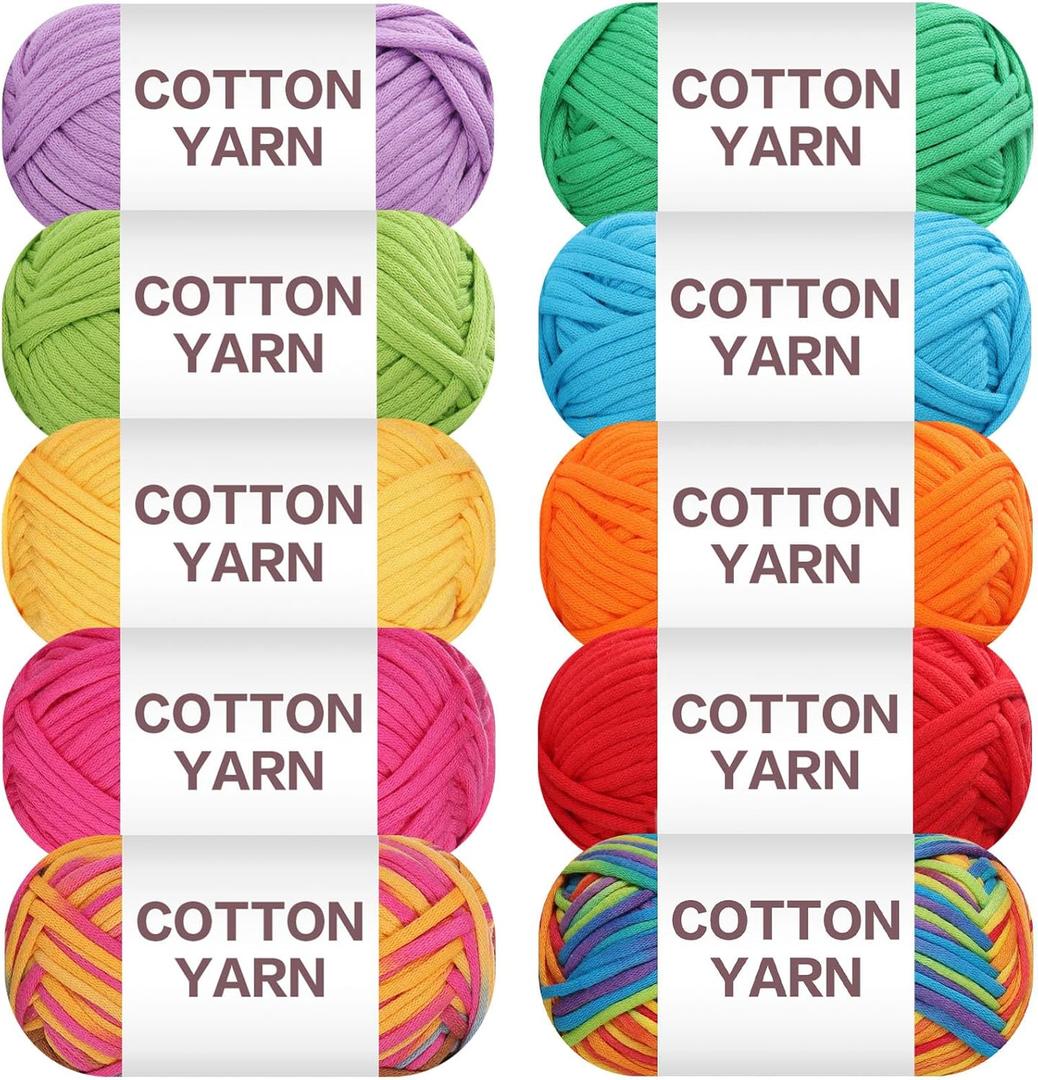 1050g Beginners Yarn Kit for Crocheting and Knitting,Cotton Nylon Blend Yarn for Hand DIY Bag Basket Dolls and Cushion B (10*50g, B)