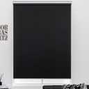 Cordless Roller Shades 100% Blackout Blinds for Windows and Doors, Pull Down Room Darkening Window Shades, Easy to Install for Home and Office, Black, Fixed 75 Inches High, 29 Inches Width