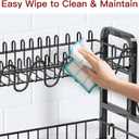 2 Tier Black Dish Drainer Drying Rack for Kitchen Counter, Large Stainless Steel Dishes Dryer with Drainboard, Space Saving, Big Rustproof Metal Modern Countertop Plates Strainer with Utensil Holder