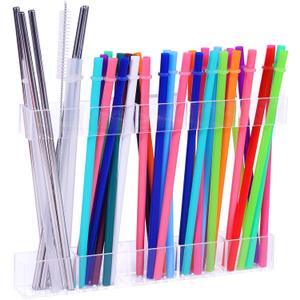 Acrylic Straw Holder for Cabinet Door - Reusable Cabinet Straw Organizer with Ultra Sticky Double-Sided Tape, Small Cabinet Door Organizer(Transparent) (9.5 Straw Holder(1 Pack))