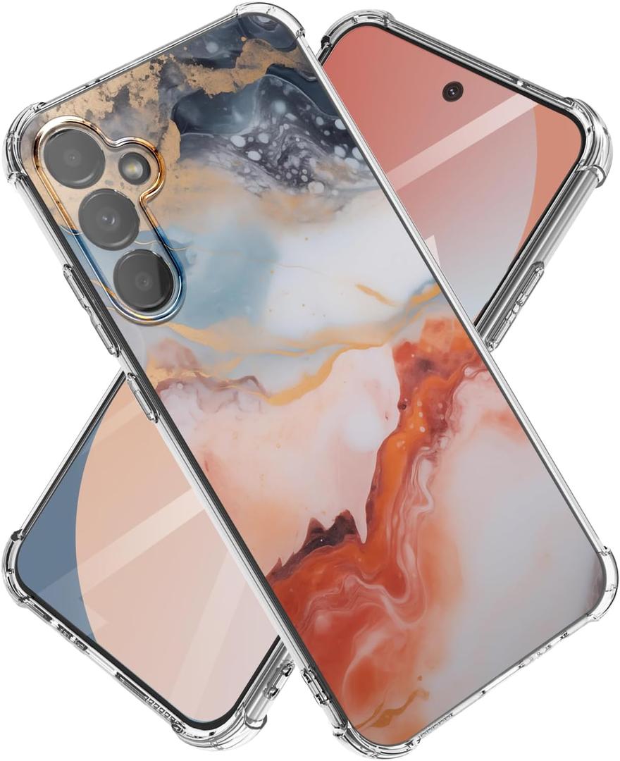 CLATUK for Samsung Galaxy S24 Plus Case [Marble Slim]+[Anti-Drop Shockproof Protective] Soft TPU Women Stylish Phone Covers 6.7 Inch (Agate Gold)