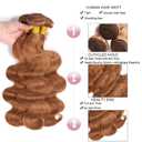 #30 Brown Human Hair Bundle Light Brown Body Wave Bundles 24 26 28 inch 10A 100% Unprocessed Brazilian Virgin Hair 3 Bundles Color #30 300g