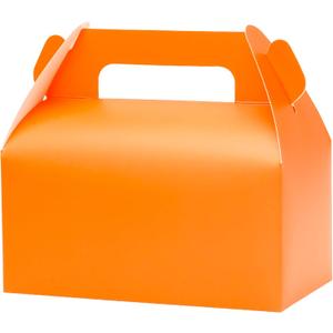 UnicoPak 30 Pack Orange Party Favor Bag Boxes, Gable Gift Boxes for Candies Treats Goodies Cookies, Ideal for Orange Party Favors, Themed Birthday Party, Valentine's Day, 6.5x3.5x3.5 Inches