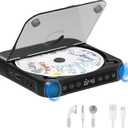 Portable CD Player with Bluetooth 5.3, Rechargeable CD Player for Home/Car, Built-in HiFi Speakers, Headphones, LCD Screen, Supports CD/AUX/USB and Repeat Modes, Black