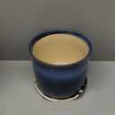 8 Inch Plant Pot: Ceramic Planter with Drainage Hole & Saucer for Indoor Outdoor Plants - Flowerpot with Bonded Tray for Home Office - Blue Reactive Glaze