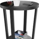 Round End Table, Tempered Glass End Table with Metal Frame, Small Coffee Table, Black Sofa Side Table for Living Room, Balcony, Bedroom