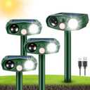 4Pack Ultrasonic Cat Repellent Outdoor Solar Animal Repellent with Motion Detection&Flash Light Waterproof Animal Deterrent Devices Deer Repellent Devices for Squirrel Rabbit Skunk Repellent for Yard