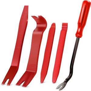 GOOACC 5 PCS Nylon Auto Trim Removal Tool Kit No-Scratch Removal Tool Kit for Car Panel & Audio Dashboard Dismantle Red