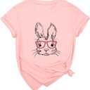 Ykomow Happy Easter Shirts for Women Hangin with My Peeps T Shirt Cute Easter Bunny Outfit Tees (Pink, XL)