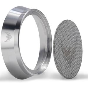 Stainless Steel 58mm Dosing Funnel and Espresso Puck Screen Set For 58 mm Portafilter (Silver)
