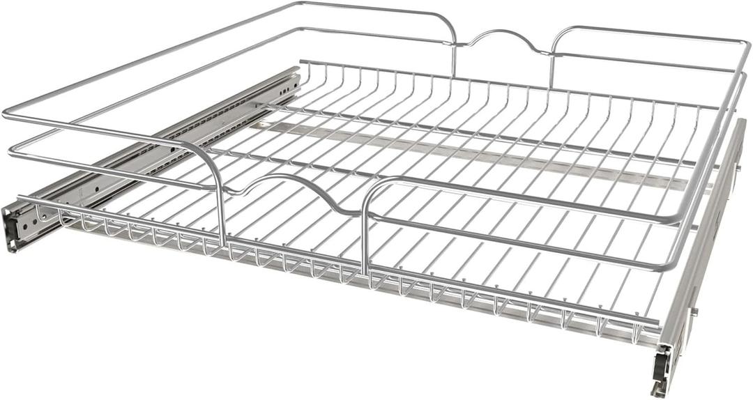 Rev-A-Shelf Kitchen Cabinet Pullout Shelf and Drawer Organizer Slide Out Pantry Storage Basket in Multiple Sizes, 24 x 22 In, 5WB1-2422CR-1