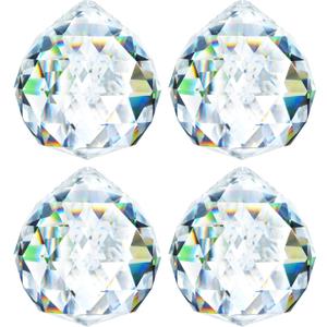 HDCRYSTALGIFTS 4 Pack 40MM Clear Crystal Prism Ball Suncatchers Rainbow Pendants Maker, Hanging Crystals Chandelier Prisms for Windows Home Decoration