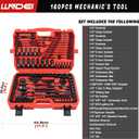 160Pc Mechanics Socket Set 1/2 1/4 3/8" Drive Metric