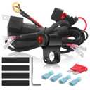 DZG Motorcycle LED Light Wiring Harness Kit 2 Leads 7/8" Handlebar Switch 12V 40A Relay 10A in-line Fuse 18AWG for Light Bar Fog Lights Driving Lights Auxiliary Work Lights